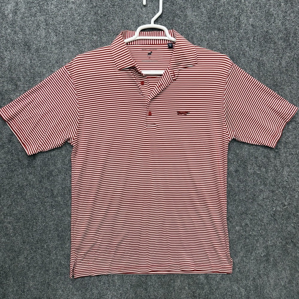 Horn Legend Polo Shirt Men's size Medium performance Luxury Golf Red Striped